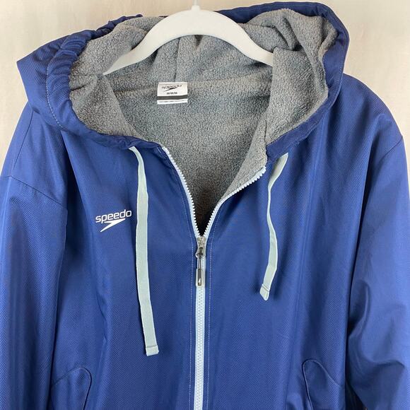 SPEEDO Navy Parka Fleece Lined Hooded Knee Length Unisex M Swimming Jacket - Picture 4 of 9